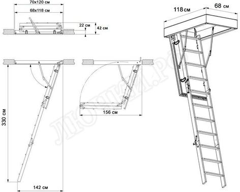 Чердачная лестница Fakro LTK Thermo 700*1200*3300 Чердачная лестница Fakro LTK Thermo 700*1200*3300