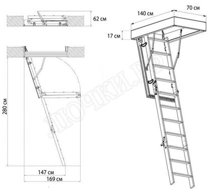 Чердачная лестница Oman Metal T3 SUPER 700*1400*2800 Чердачная лестница Oman Metal T3 SUPER 700*1400*2800